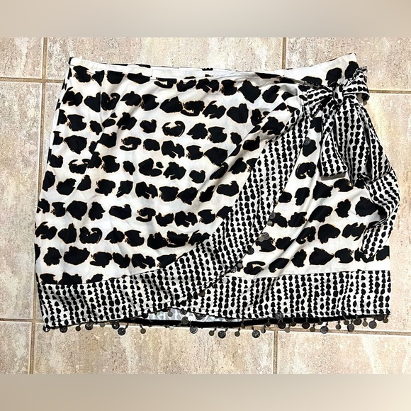 🖤🤎CIDER MID WAIST LEOPARD PRINT ASYMMETRICAL TASSEL SKIRT SZ 2XL🤎🖤EUC - Picture 9 of 16